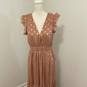 Lulus Light  Brown  Maxi Dress  Size Large